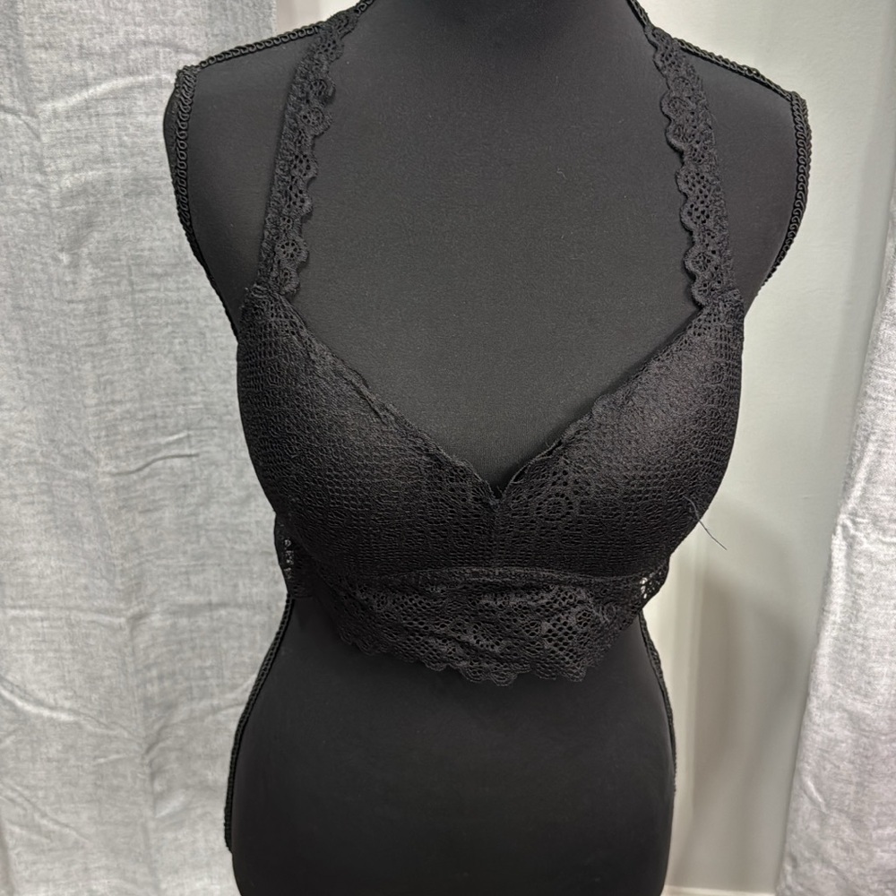 Gilly Hicks Sydney Black Floral‎ Lace Racerback Padded Bralette Large